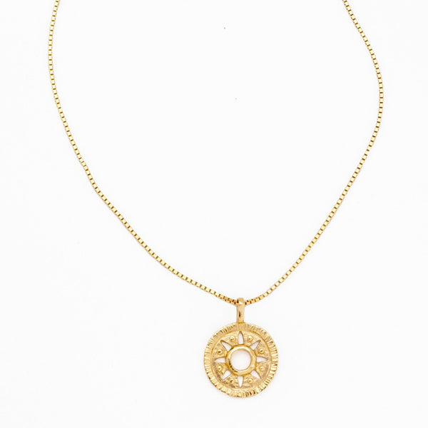 Melinda Charm & Box Link Necklace  - 14k Gold